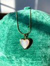 Virgen Mary Mother of Pearl Heart Locket Necklace