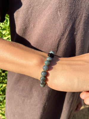 Men’s Black Labradorite & Black Onyx Cross Bracelet