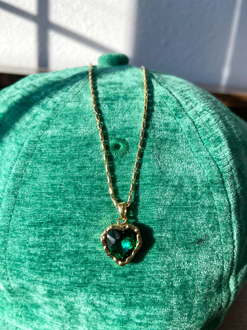 Green Emerald heart neckalce