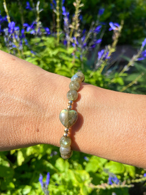 Green Labradorite Heart Bracelet